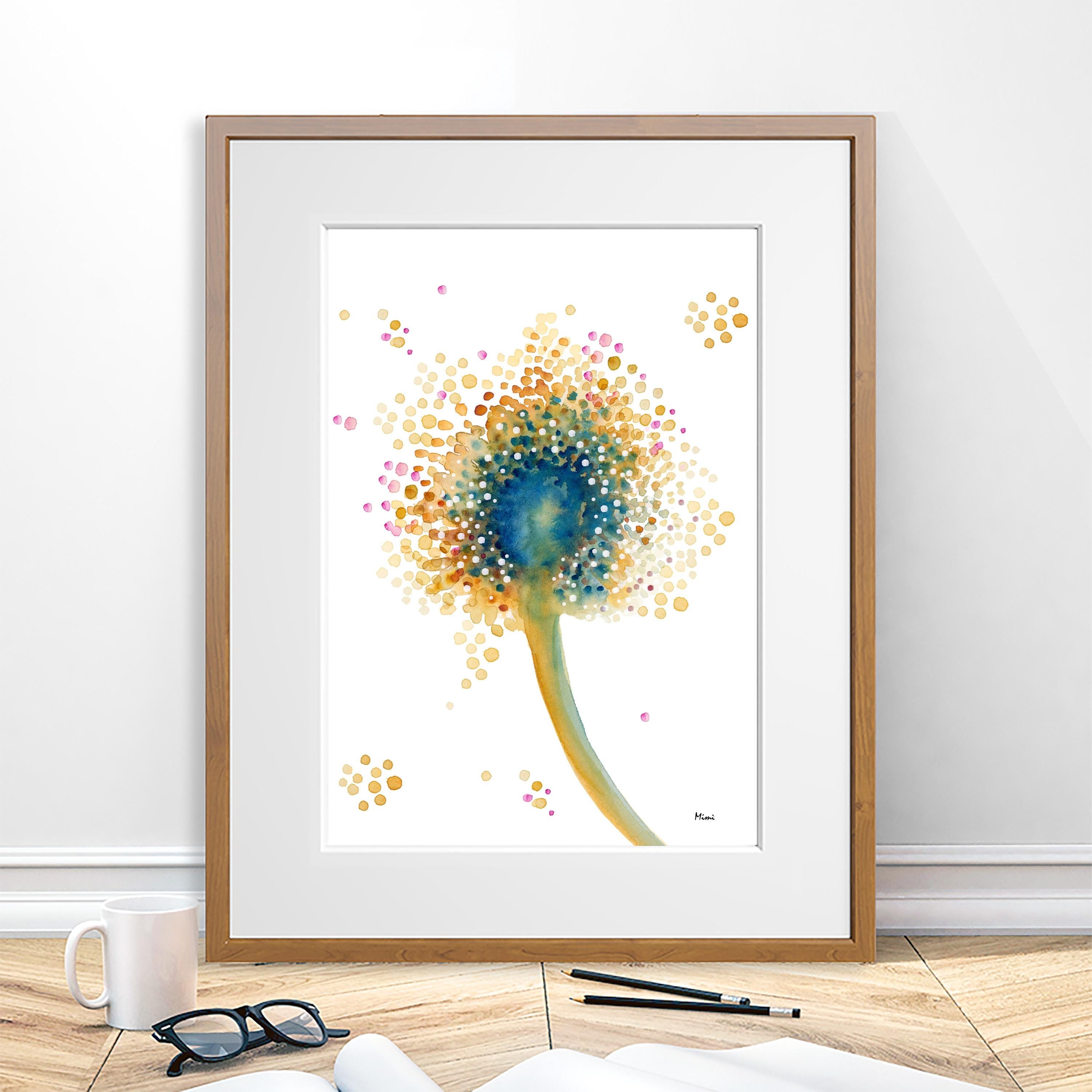 Framed artwork of a colorful Aspegillus Fumigatus on a white wall.