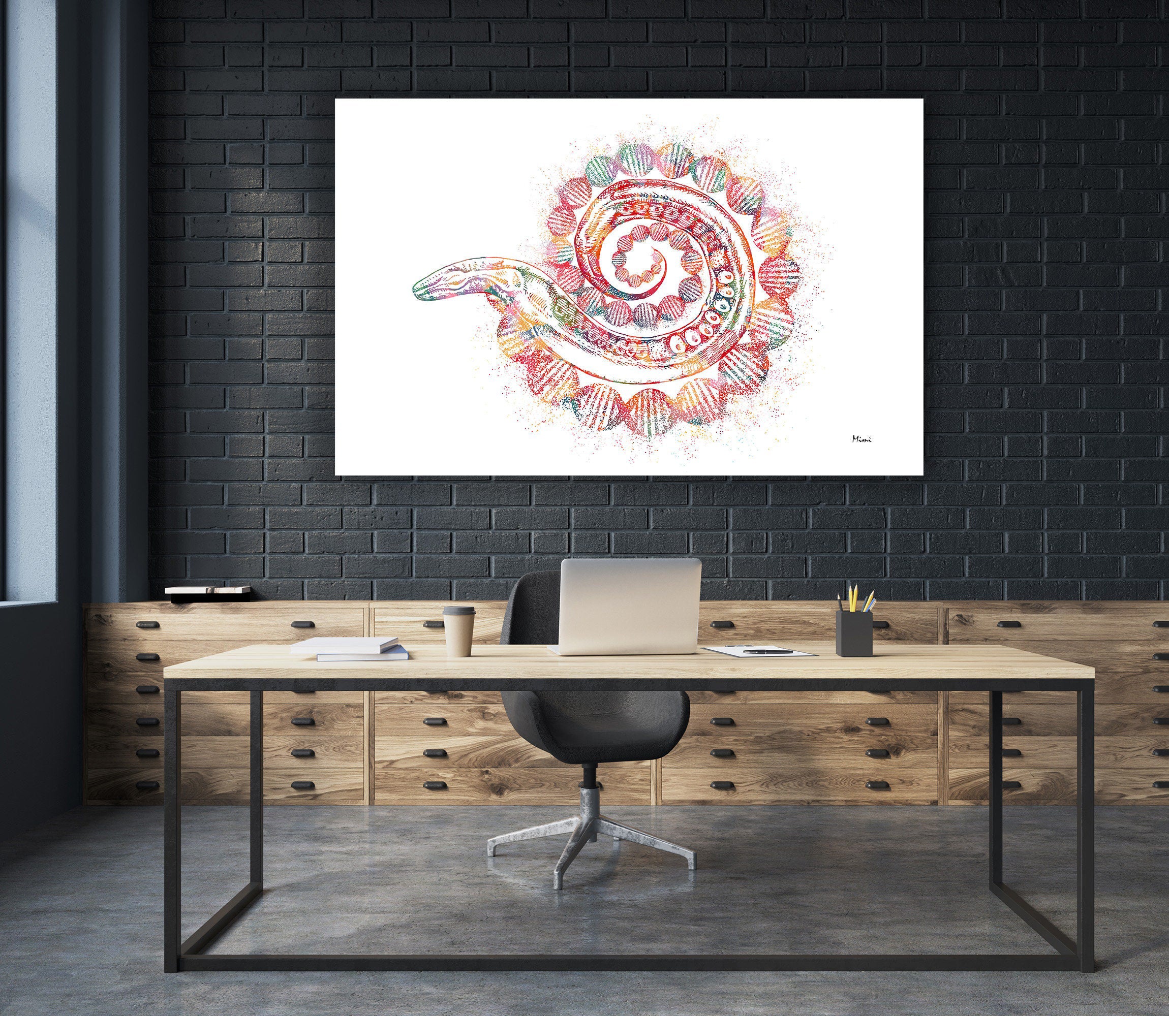 C. Elegans And DNA Relation Science Watercolor Print Web Image 5