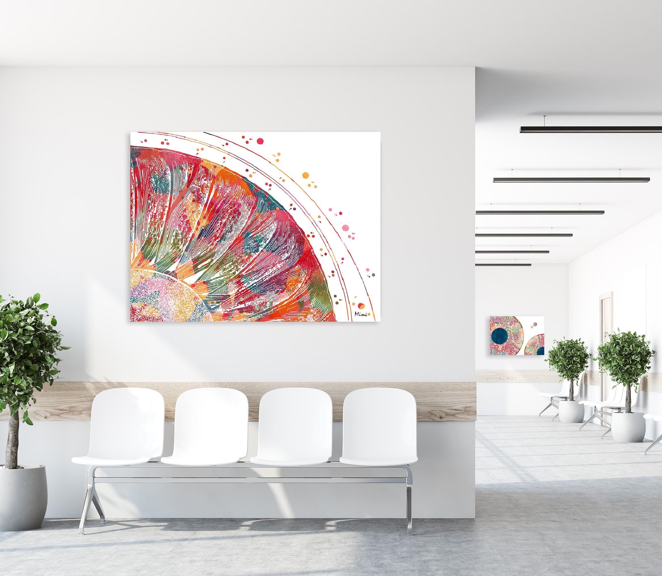 Modern medical clinic interior with mimiprints' ophthalmology painting on the wall