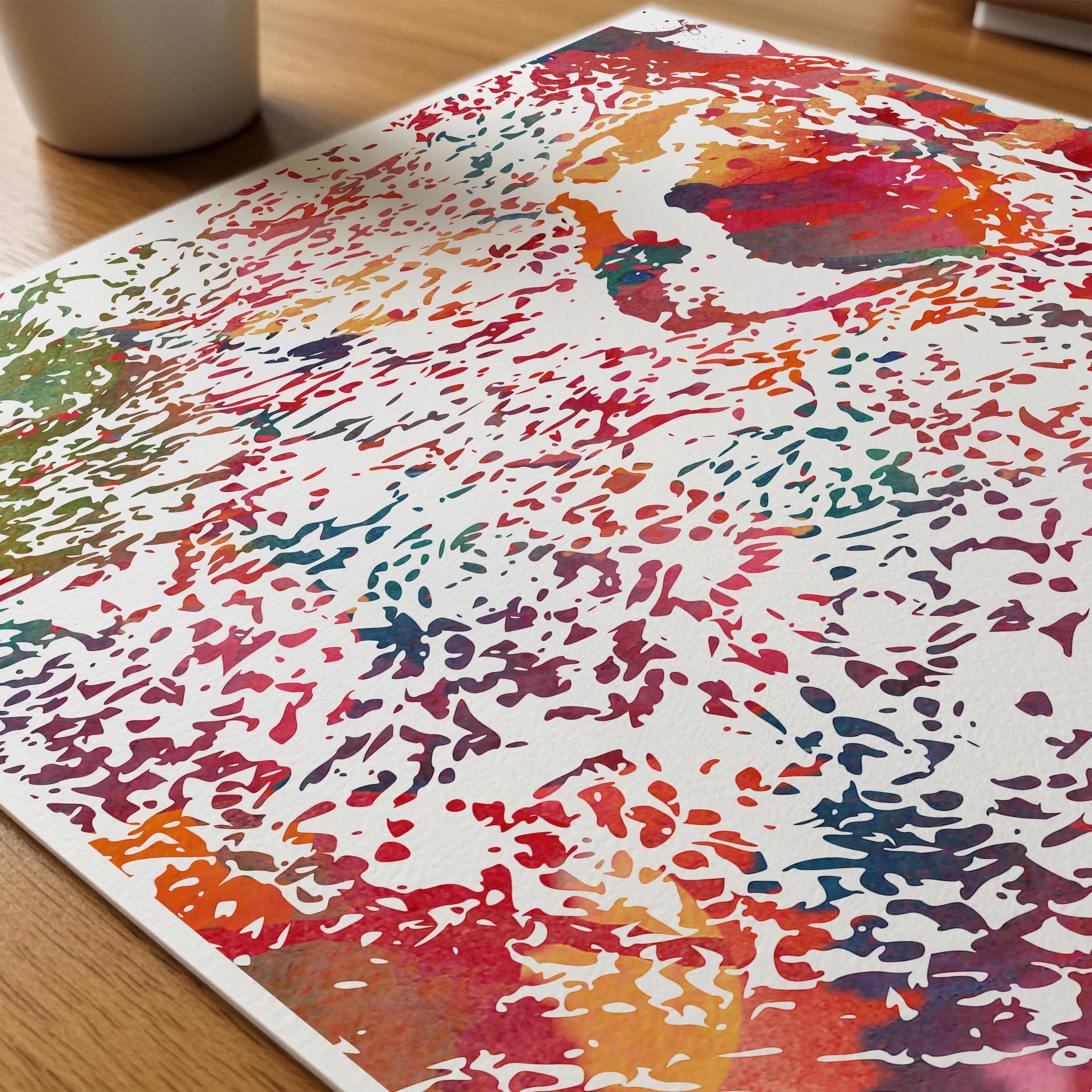 Close-up of chondrosarcoma watercolor print showing paper texture and grain