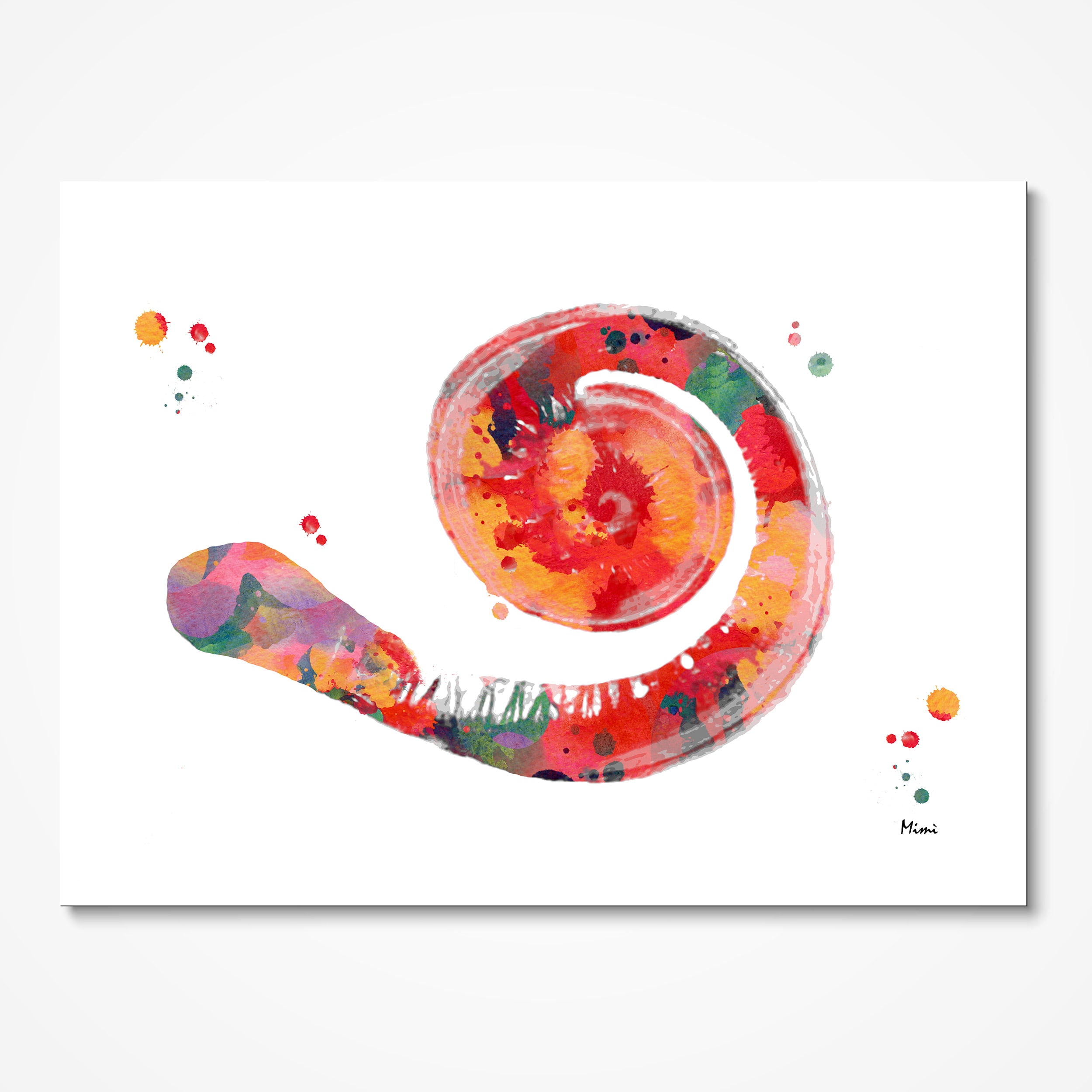 Cochlea Anatomy watercolor art print for audiology clinic wall decor