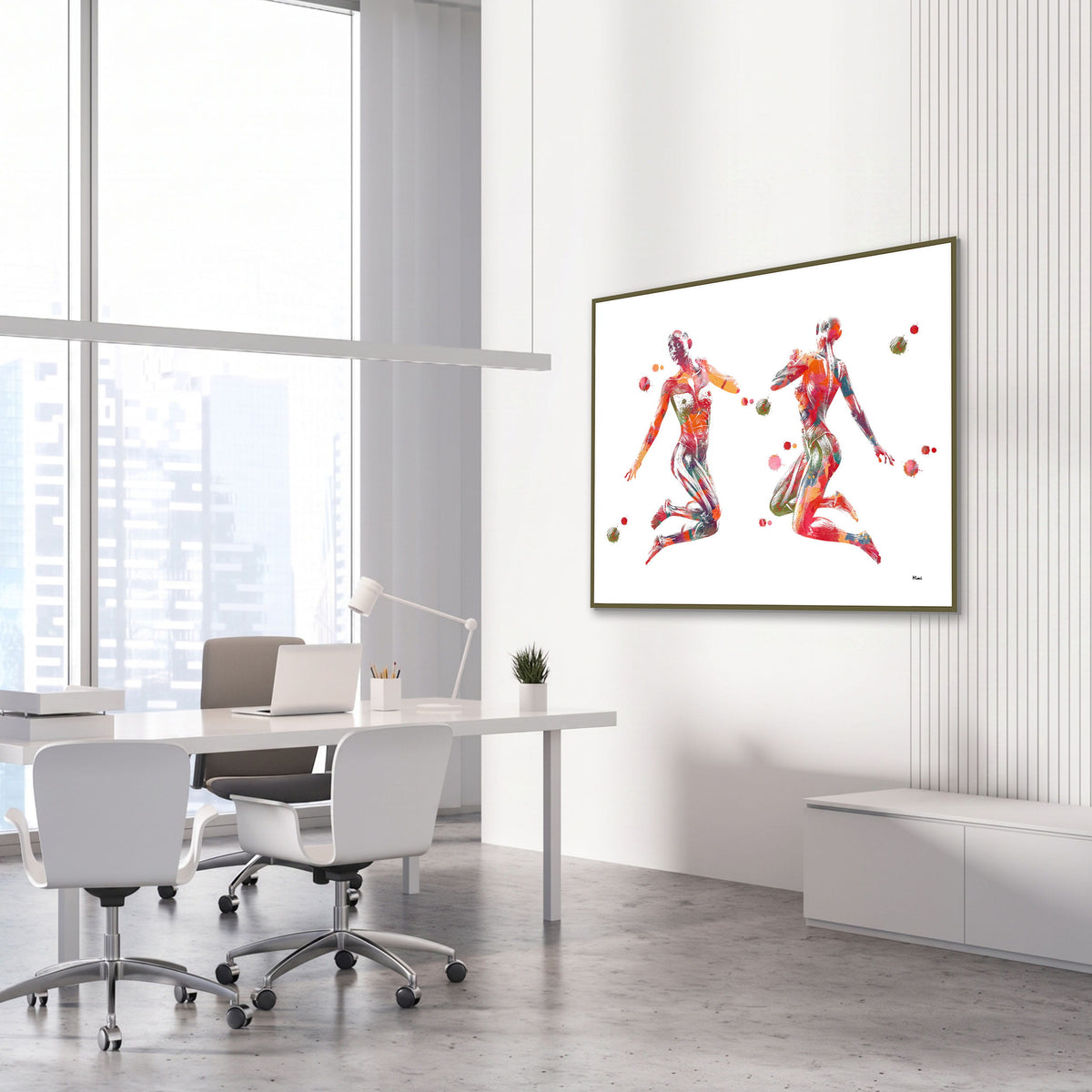 Framed spine tree of life watercolor print in an orthopedic clinic