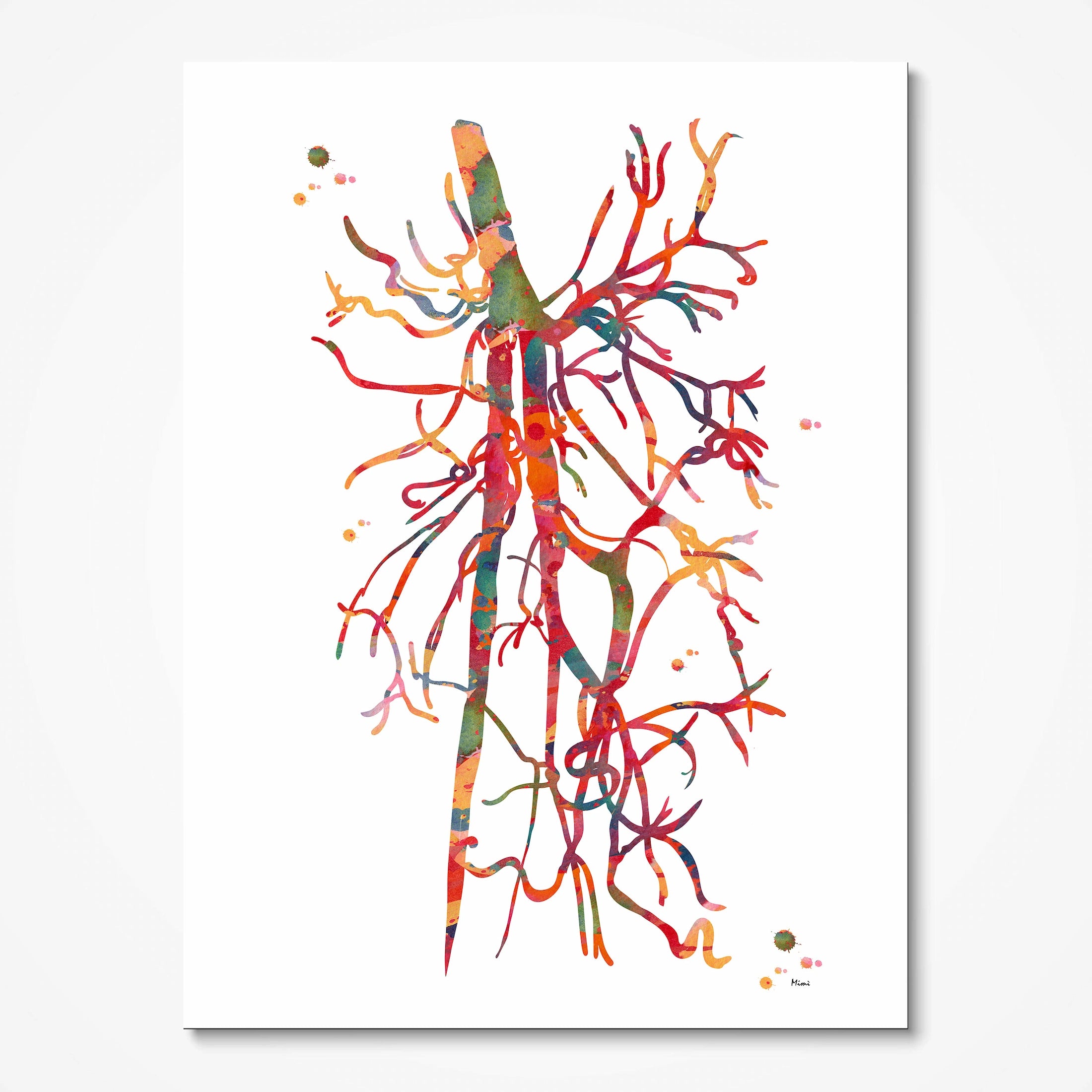 Deep femoral artery (profunda femoris) watercolor art print for vascular clinic wall decor