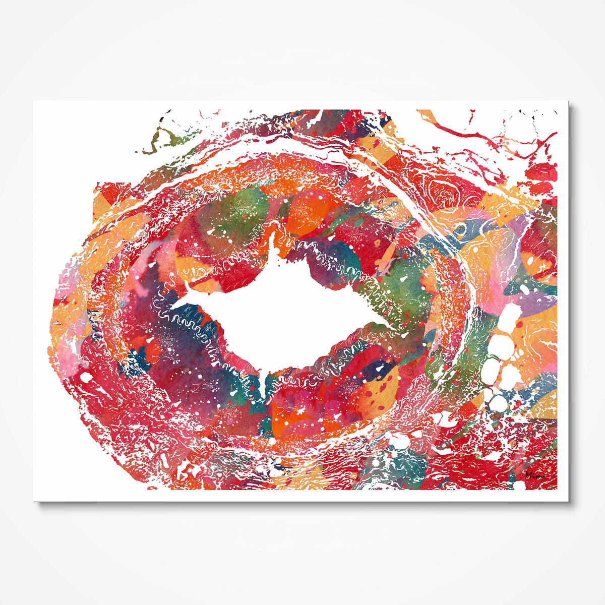 Temporal artery histology watercolor art print for angiology clinic wall decor