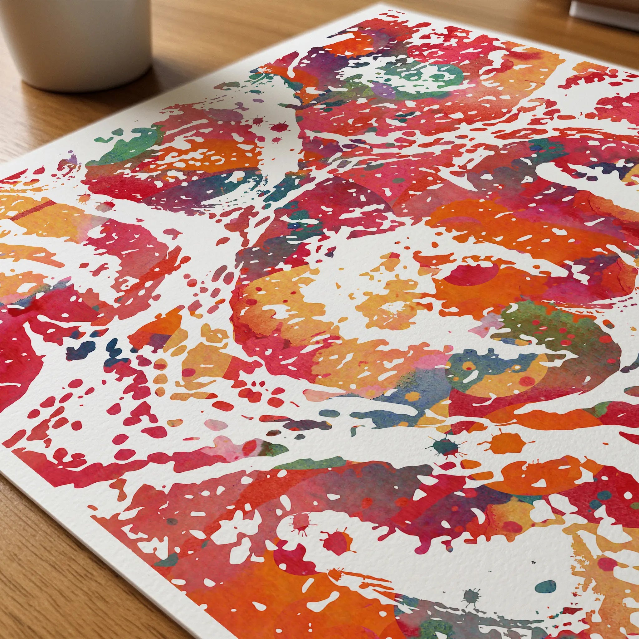 Close-up of uterus & endometrium watercolor print showing paper texture and grain