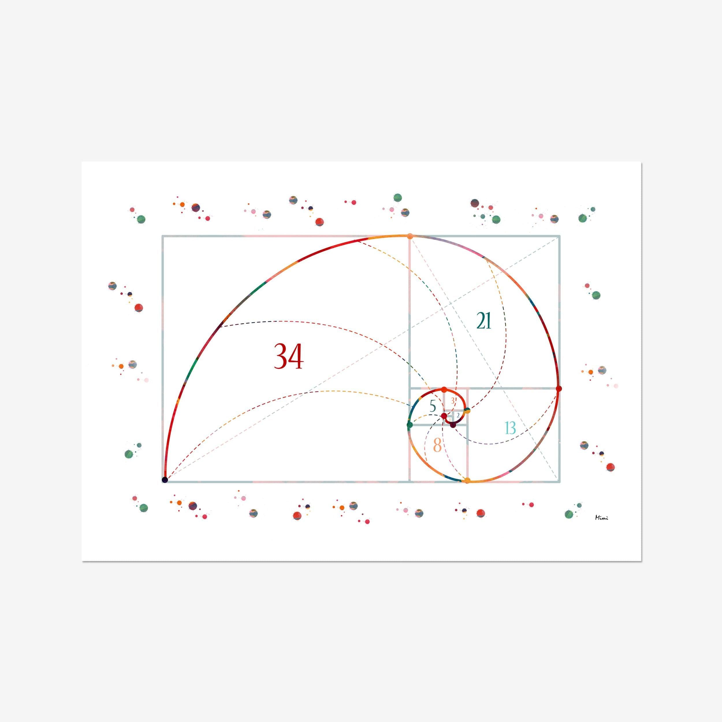 Fibonacci Sequence Science Print Fibonacci's Series Poster Golden Section Illustration Math Art