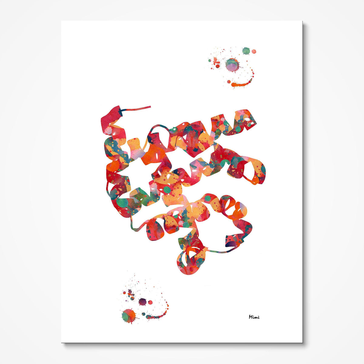 Myoglobin Protein watercolor art print for biochemistry lab wall decor