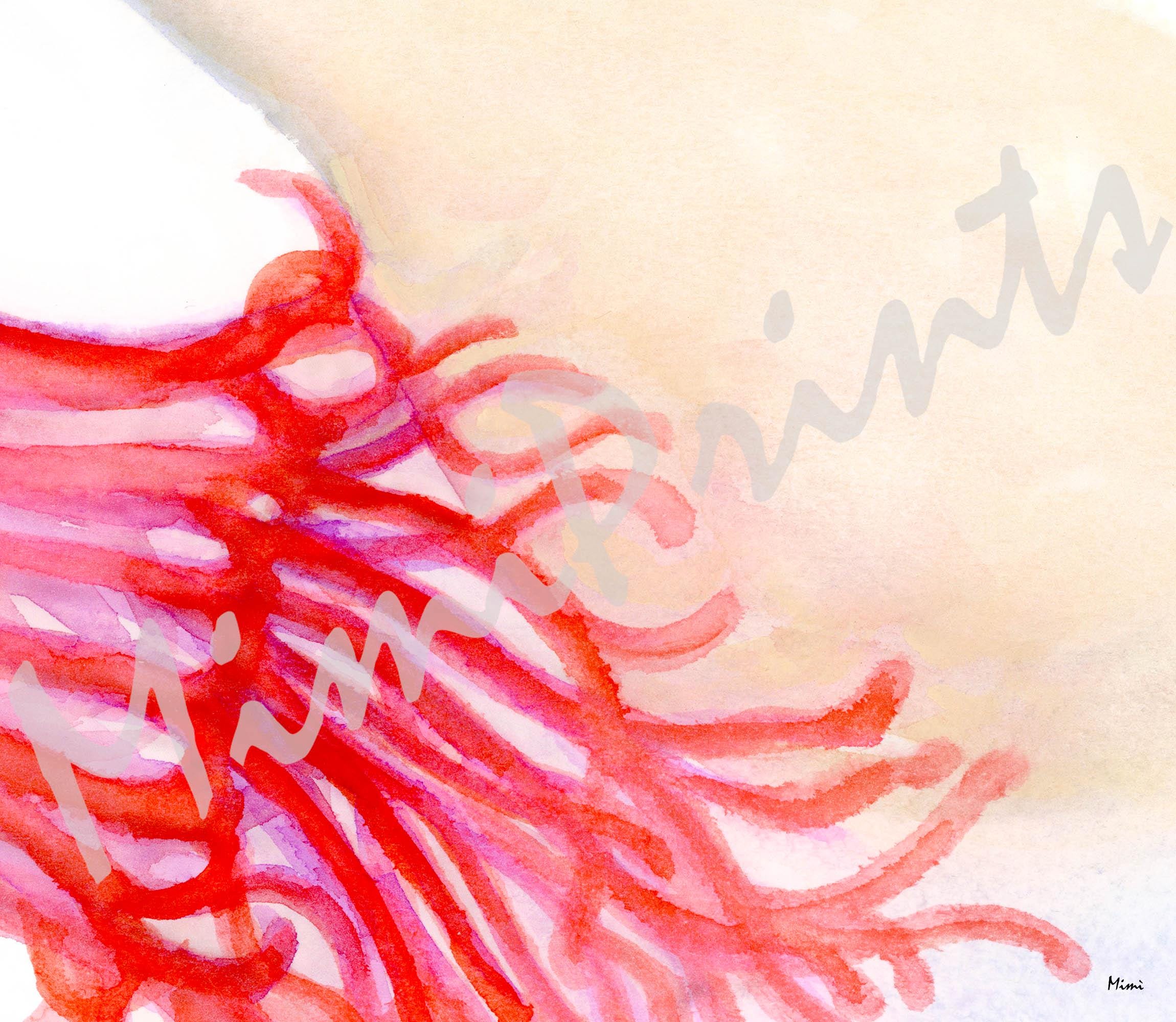 Abstract Ovary and Fimbriae Watercolor Print OB-GYN Fertility Wall Art Image Detail