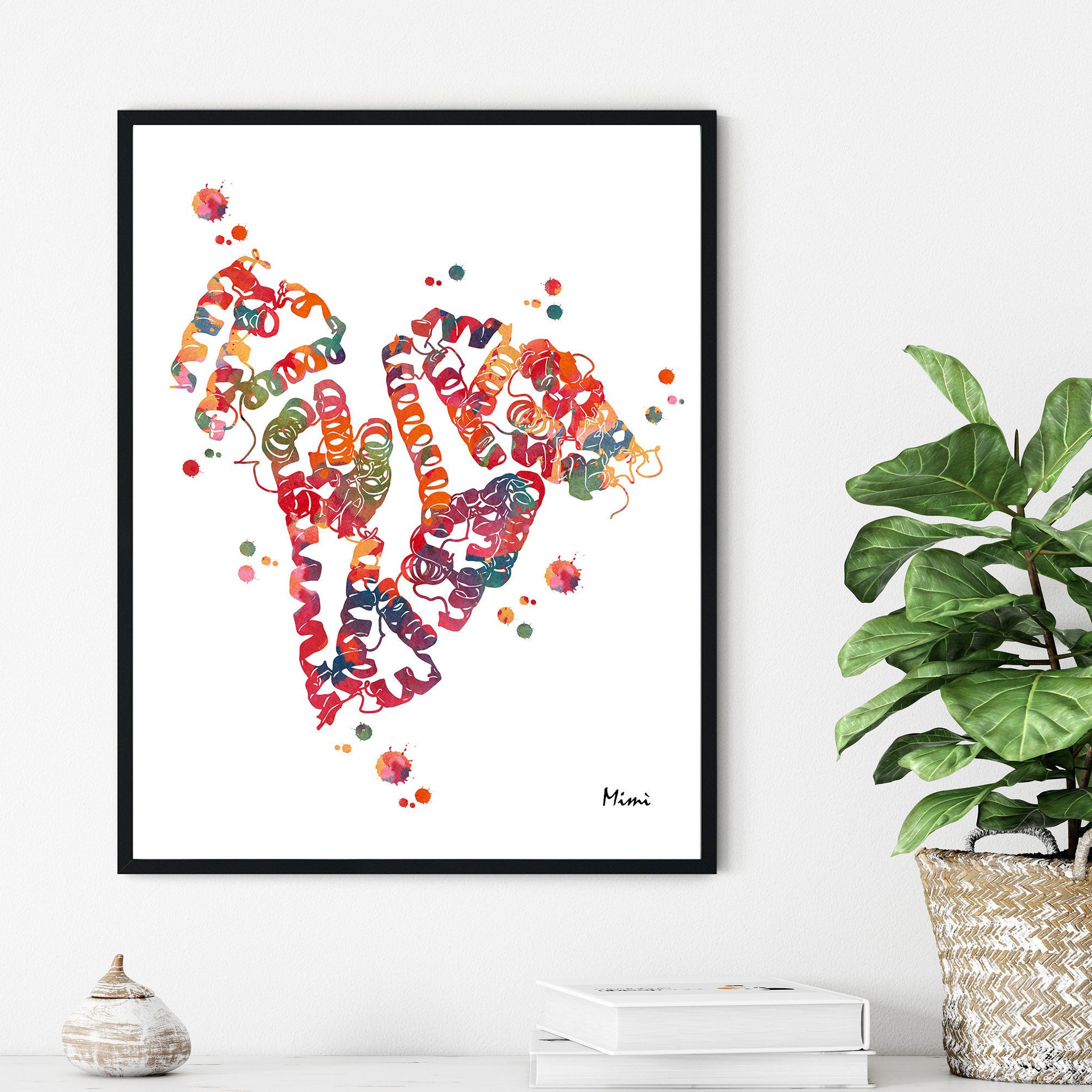 Second Image of Albumin Protein Molecular Structure Watercolor Print