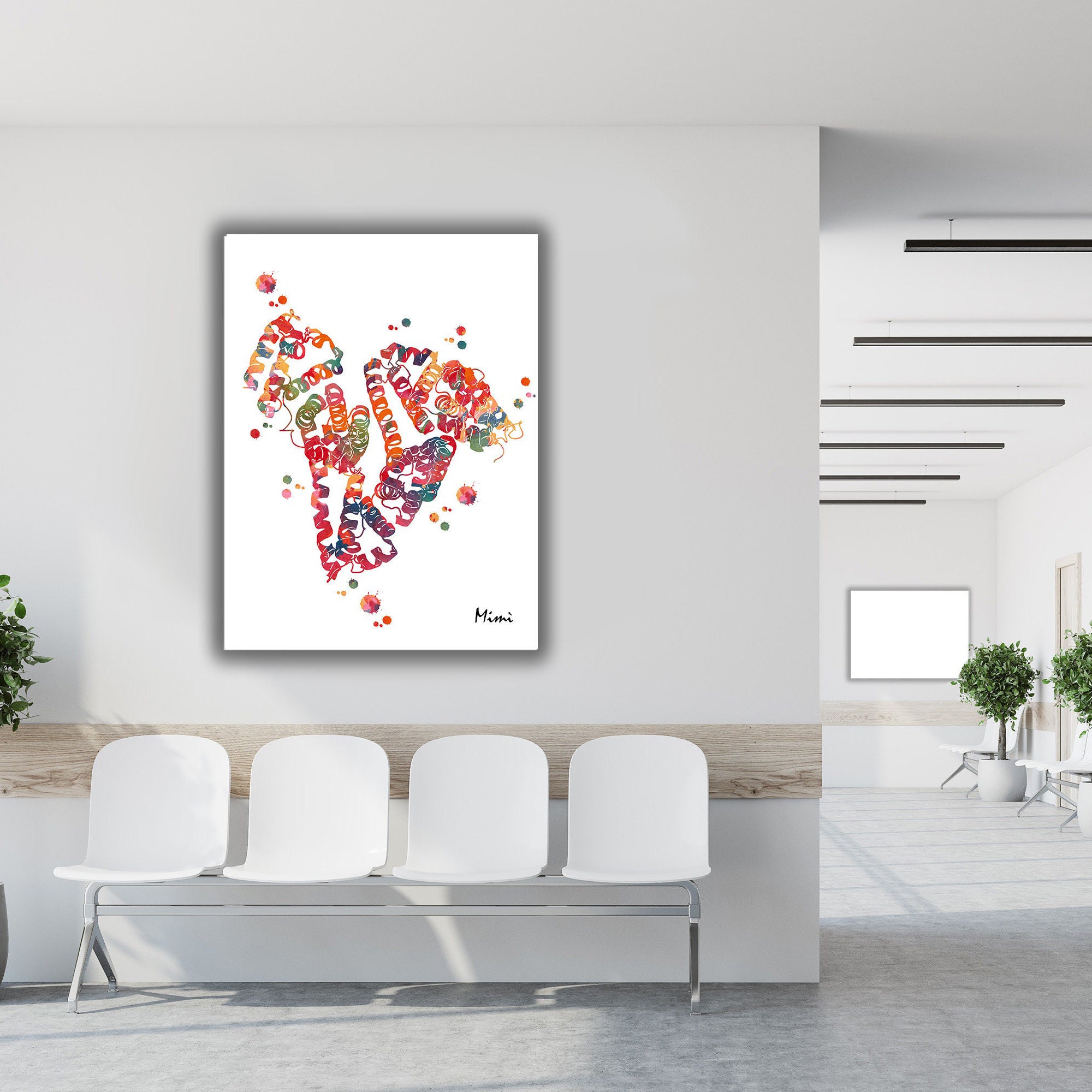 Fourth Image of Albumin Protein Molecular Structure Watercolor Print