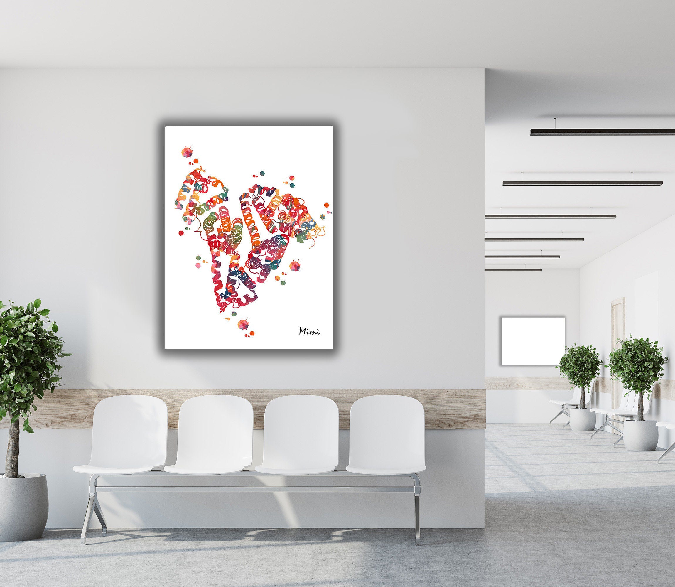 Fourth Image of Albumin Protein Molecular Structure Watercolor Print