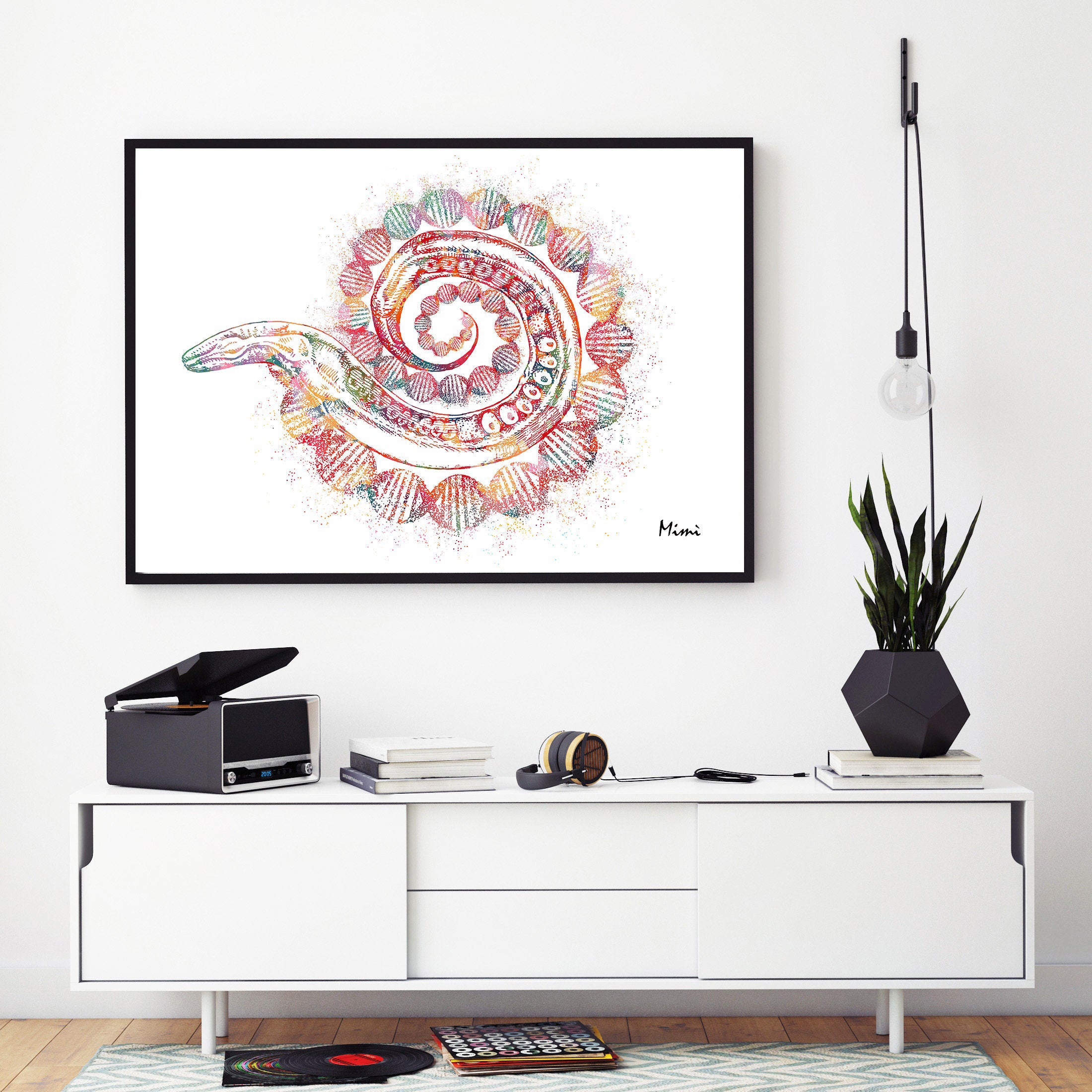 C. Elegans And DNA Relation Science Watercolor Print Web Image 3