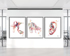 Product listing image with the 3 ear anatomy prints hanging on a wall 1
