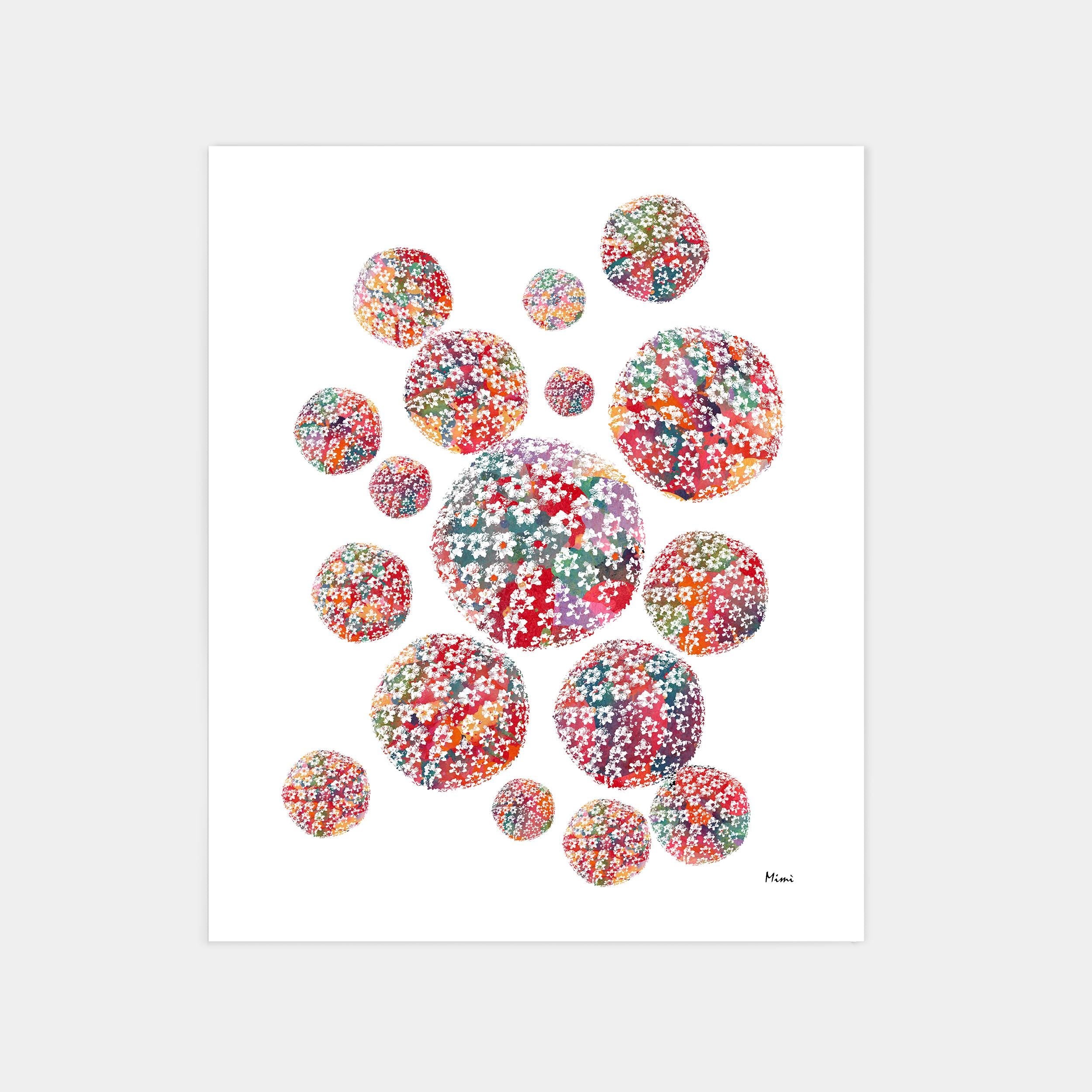 Colorful abstract print of Herpes Simplex Virus Structure