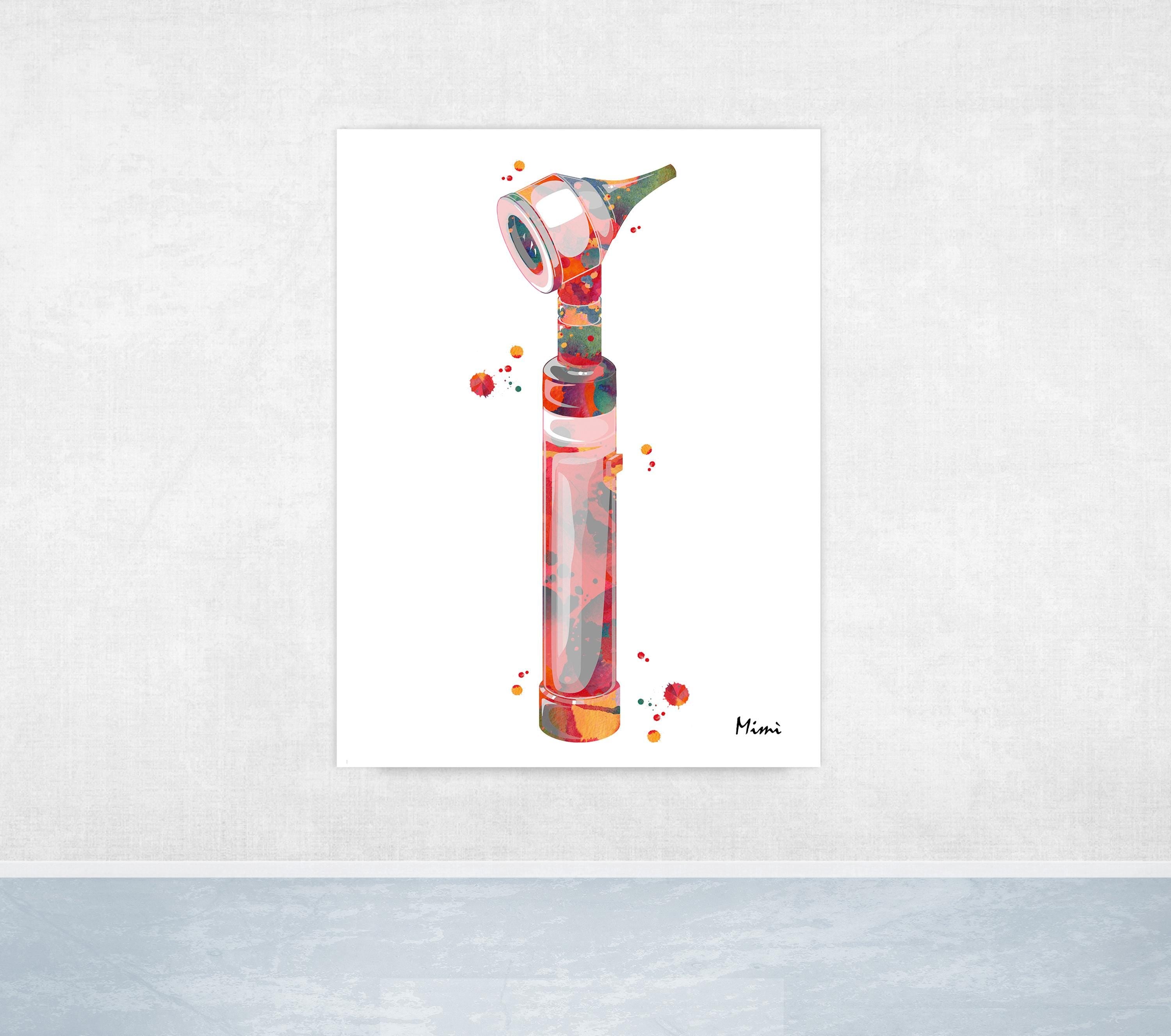 Colorful illustration of the otoscope medical device on a white background