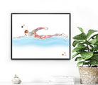 Swimmer Athlete Watercolor print showing the muscles used in Crawl Swimming Image 2