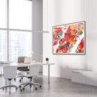Framed adrenal histology watercolor print in an endocrinology clinic