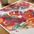 Close-up of adrenal histology watercolor print showing paper texture and grain