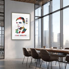 Framed alan turing watercolor print in a meeting room