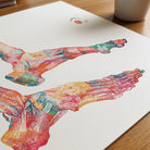 Close-up of ankle bones anatomy watercolor print showing paper texture and grain