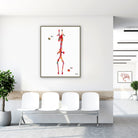 Framed aorta anatomy watercolor print in a clinic waiting room