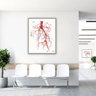 Framed aorta angiogram watercolor print in a clinic waiting room