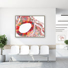 Framed aorta cross-section histology watercolor print in a clinic waiting room