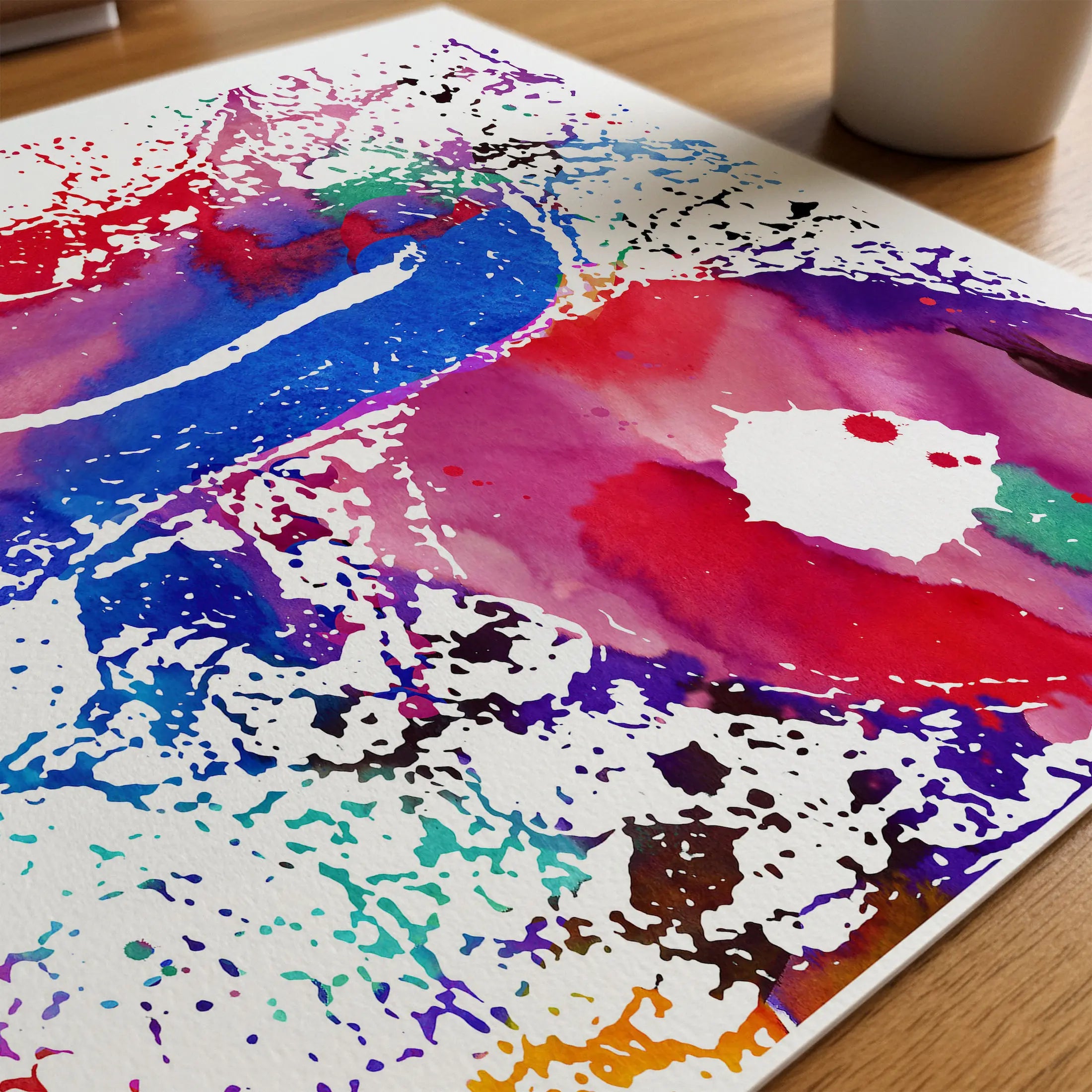 Close-up of artery and vein cross-section watercolor print showing paper texture and grain