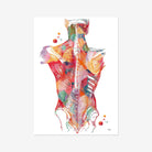 Back Muscles Anatomy watercolor art print for orthopedic clinic wall decor