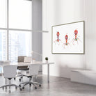 Framed bacteriophage bacterial virus watercolor print in a science laboratory office