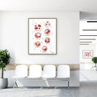 Framed blood cells anatomy watercolor print in a clinic waiting room