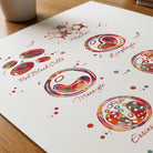 Close-up of blood cells anatomy watercolor print showing paper texture and grain