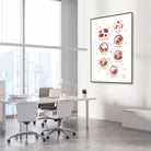 Framed blood cells anatomy watercolor print in a science laboratory office