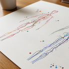 Close-up of body systems arteries and veins watercolor print showing paper texture and grain