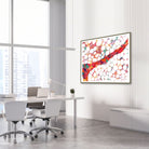 Framed bone marrow histology watercolor print in an orthopedic clinic
