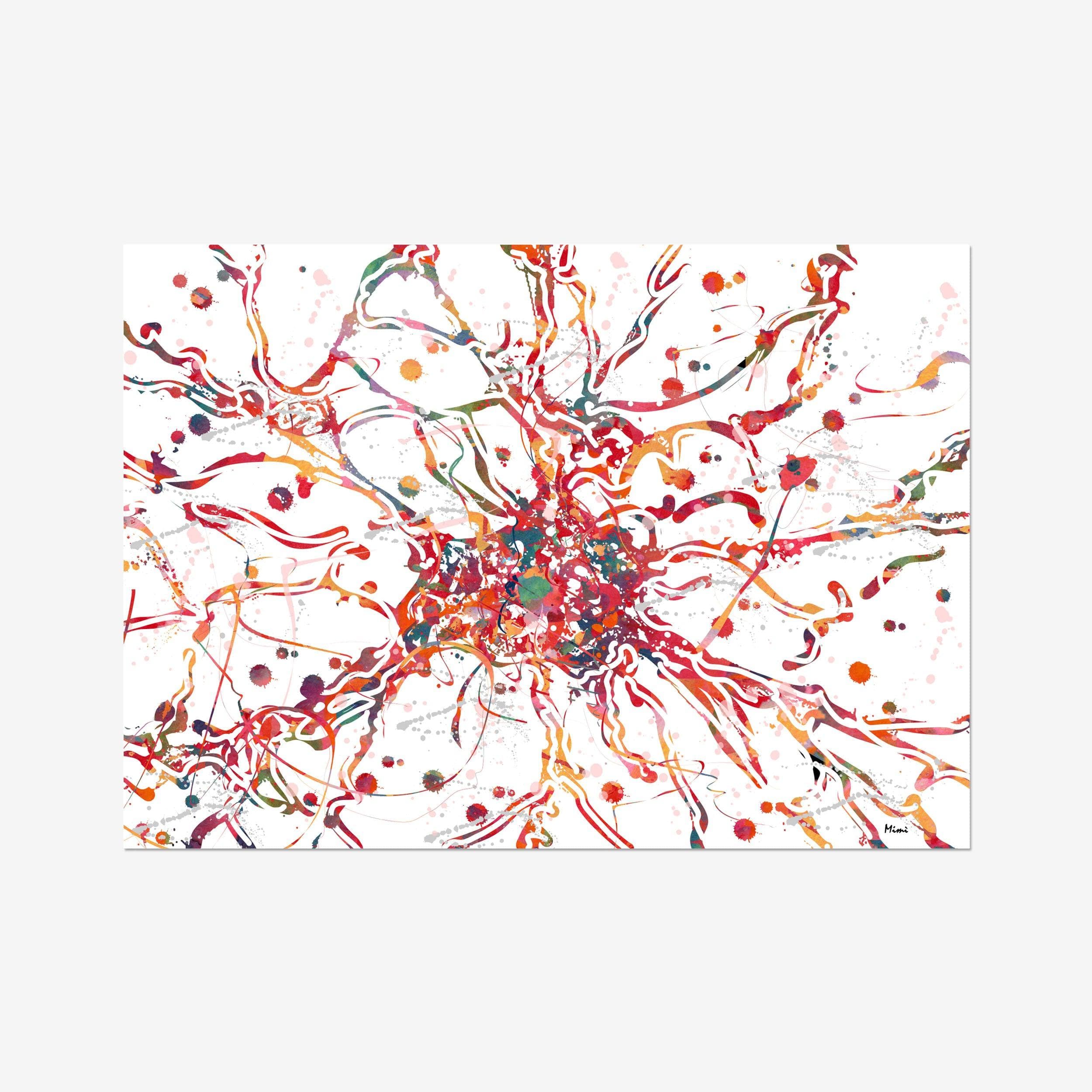 Brain Cell Nerve Cell watercolor art print for neuroscience decor wall decor