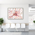 Framed brain cell nerve cell watercolor print in a clinic waiting room
