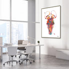 Framed brain stem & thalamus anatomy watercolor print in a neurology clinic
