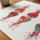 Close-up of brain synapses watercolor print showing paper texture and grain