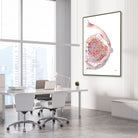 Framed breast & mammary gland anatomy watercolor print in an OB-GYN clinic
