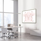 Framed breast lymph nodes watercolor print in an endocrinology clinic