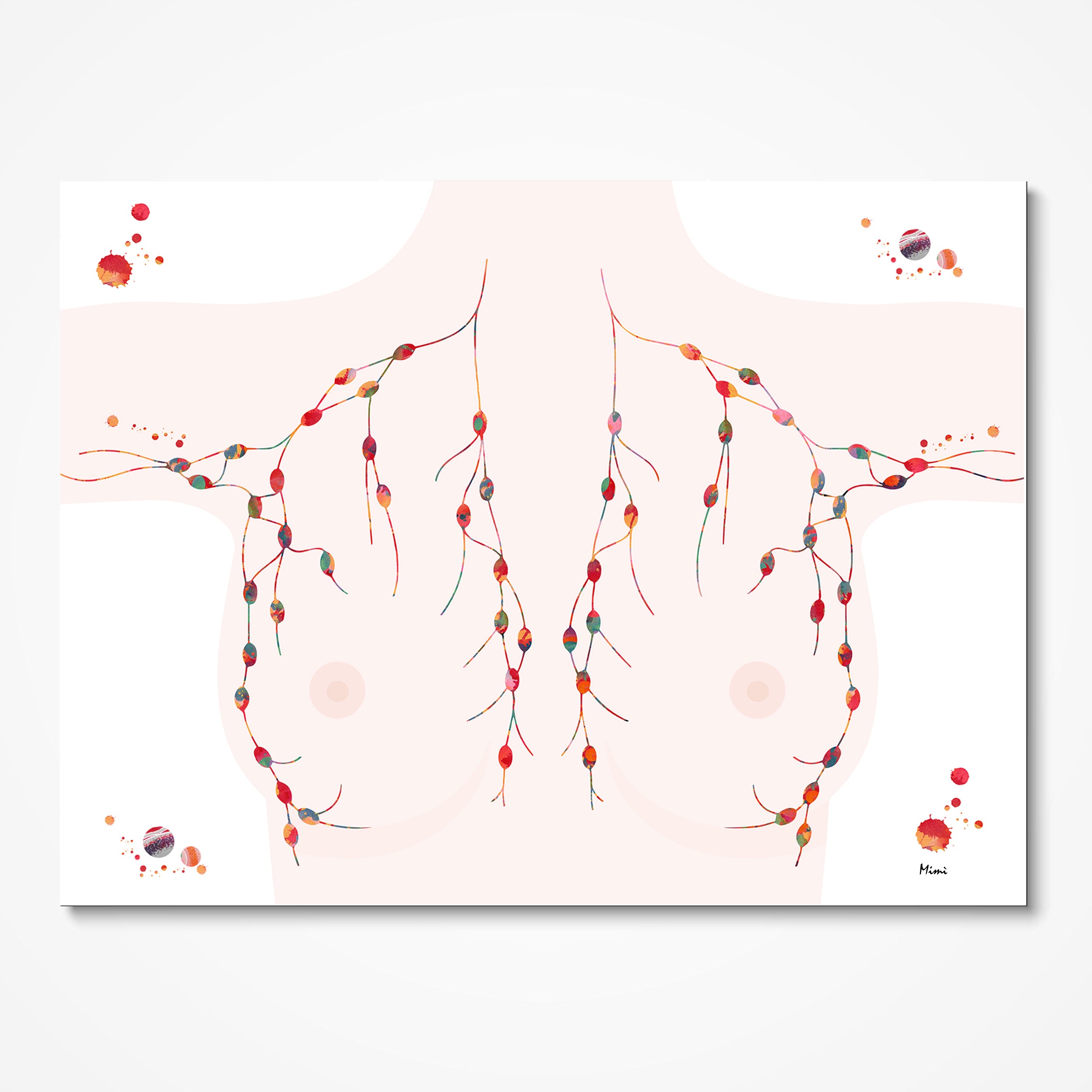 breast lymph nodes watercolor print image 1