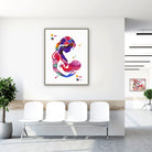 Framed breastfeeding mother & baby watercolor print in a clinic waiting room