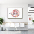 Framed c. elegans & dna abstract science watercolor print in a clinic waiting room
