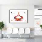Framed c6 vertebra detail watercolor print in a clinic waiting room