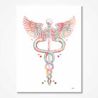 Caduceus Symbol watercolor art print for medical office wall decor
