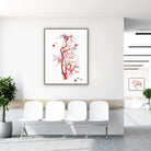 Framed carotid artery angiogram watercolor print in a clinic waiting room
