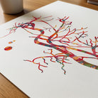 Close-up of a Carotid Artery Angiogram watercolor print showing texture and grain
