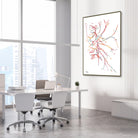 Framed cervical plexus nerve anatomy watercolor print in a neurology clinic