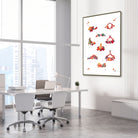 Framed cervical vertebrae c1 c2 c6 watercolor print in an orthopedic clinic